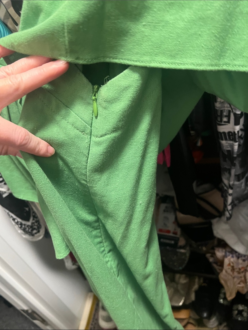 Pomander Place One-Shoulder Green Ruffle Women's Dress - Picture 6 of 8